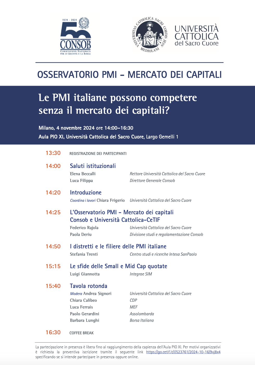 Seminario di lancio dell'Osservatorio di ricerca PMI - Mercato dei capitali